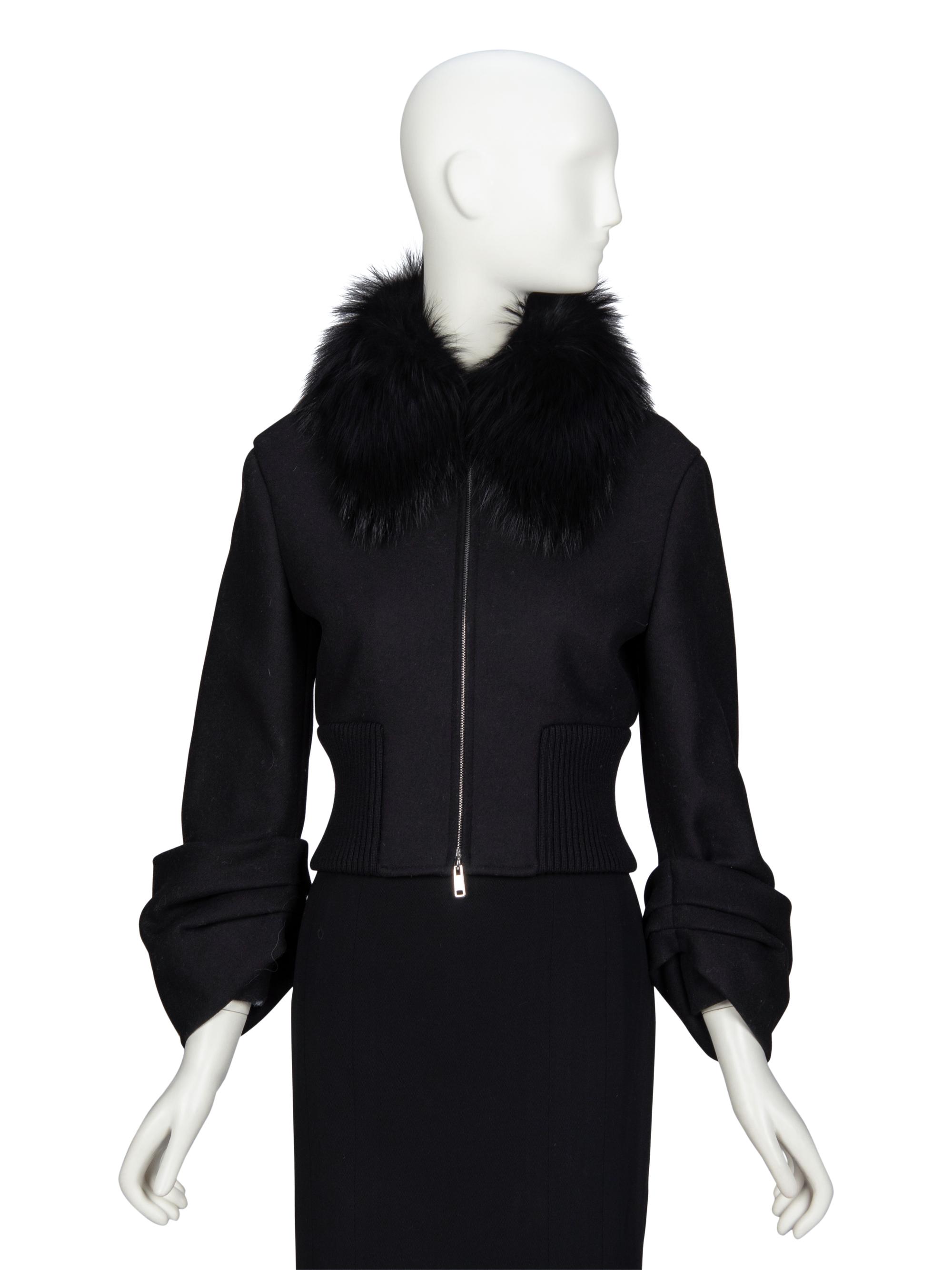 PRADA, FUR COLLAR CROP JACKET, A/W 2013