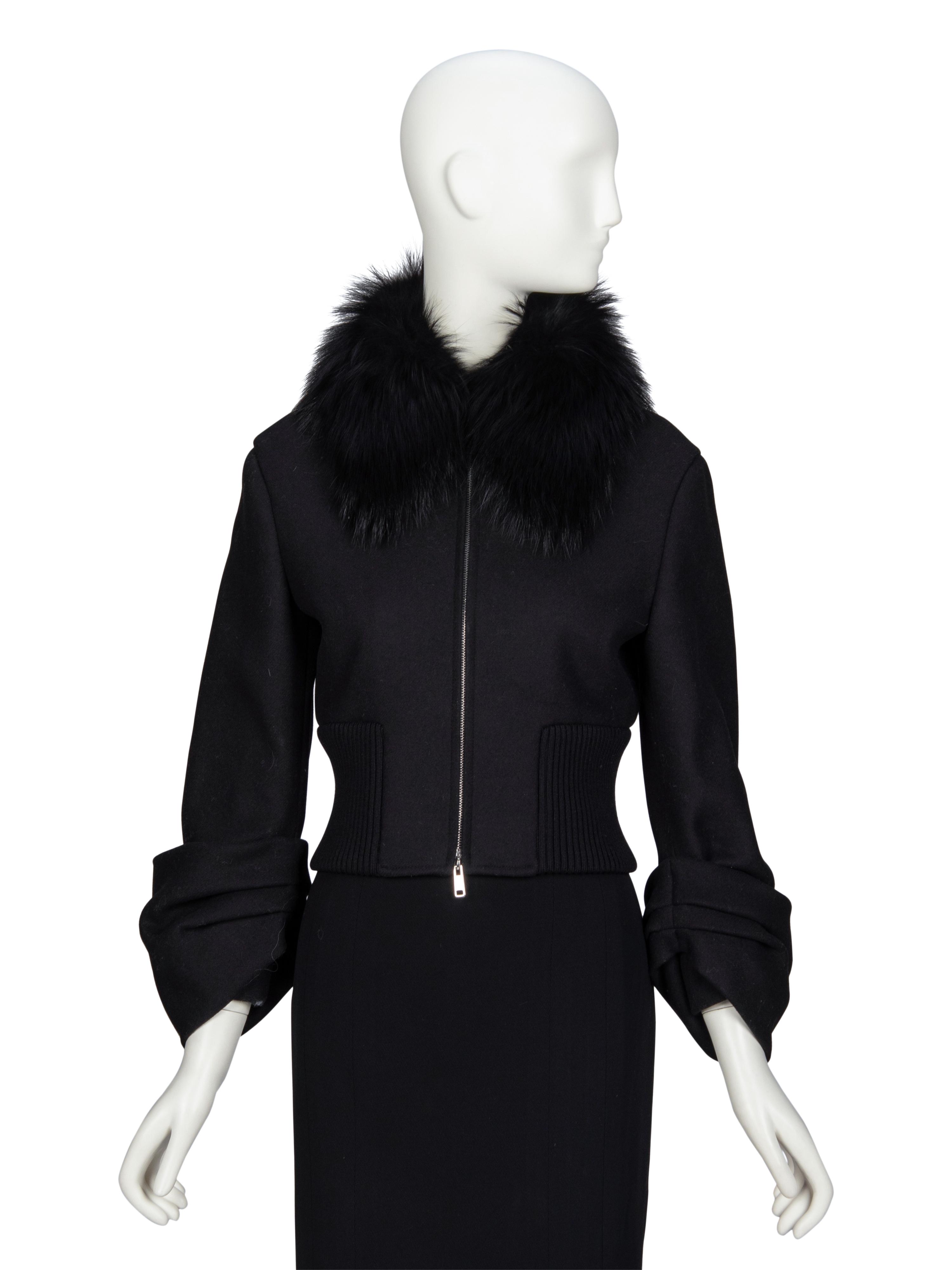 PRADA, FUR COLLAR CROP JACKET, A/W 2013
