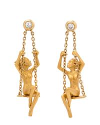 A Pair of 18 Karat Yellow Gold and Diamond Figural Earrings, Carrera y Carrera 5.20 dwts.