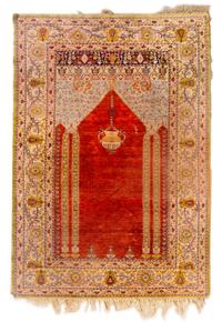 A Hereke Silk and Wool Prayer Rug 6 feet x 4 feet 2 inches. — FIRST HALF 20TH CENTURY