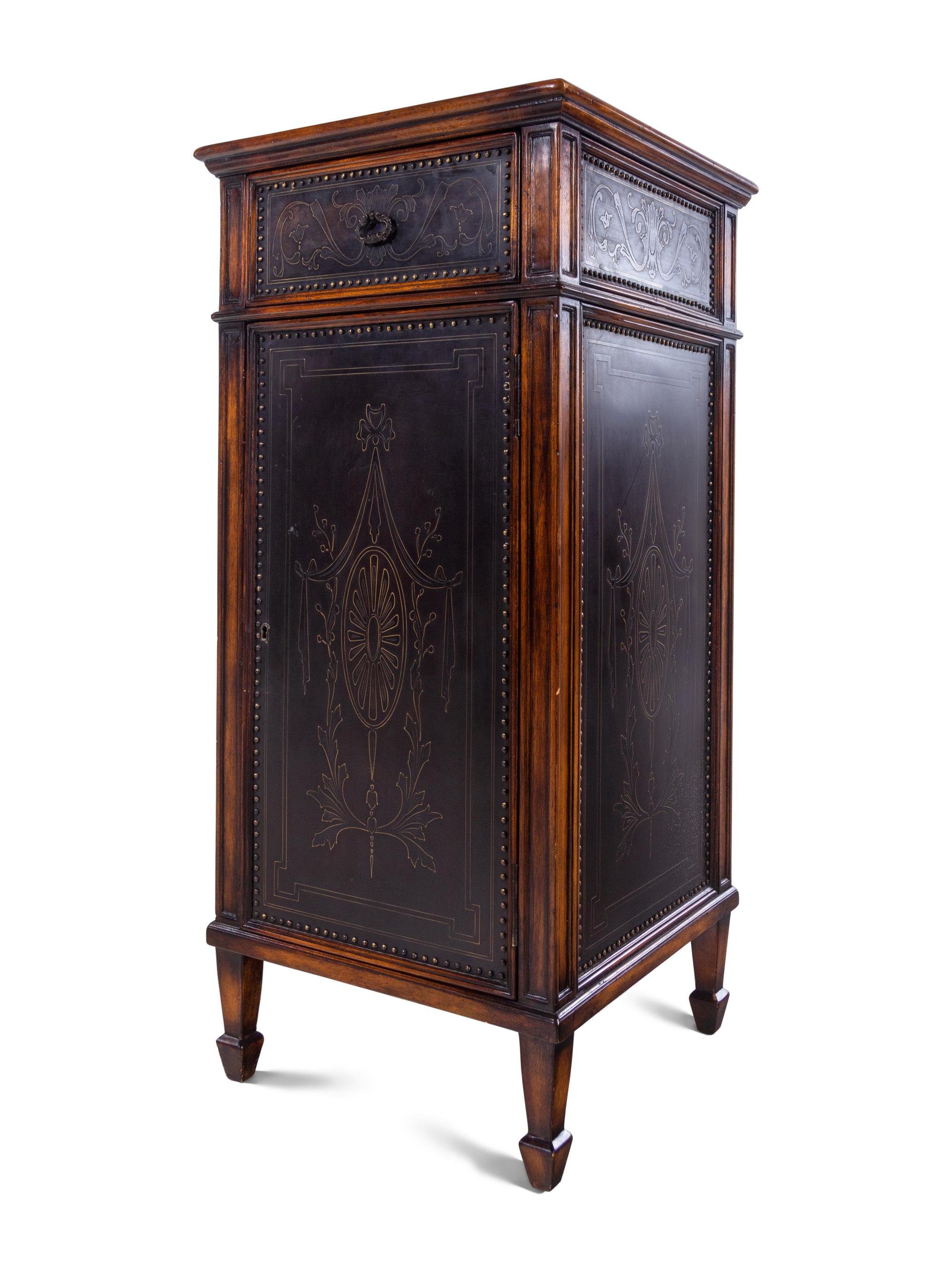 A Continental Walnut and Leather Pedestal