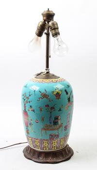 A Chinese Vase Mounted as a Lamp Height overall 24 1/2 inches. — CIRCA 1900