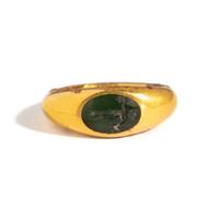 A Roman Gold and Plasma Finger Ring with the God Eros