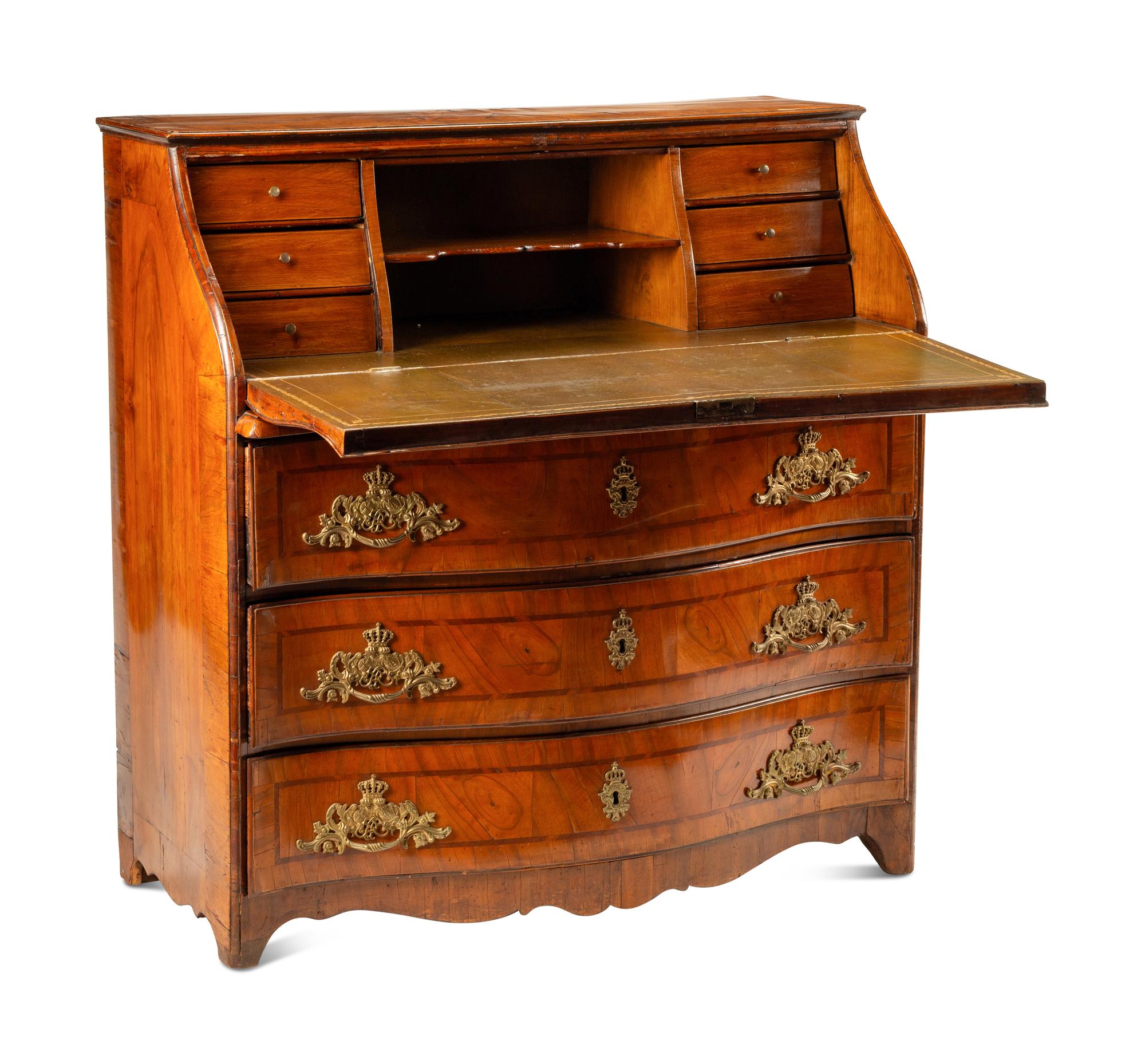 A German or Austrian Walnut Slant-Front Bureau