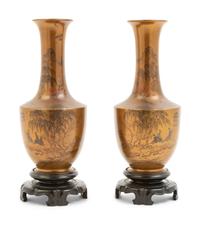 A Pair of Chinese Painted Lacquer Vases