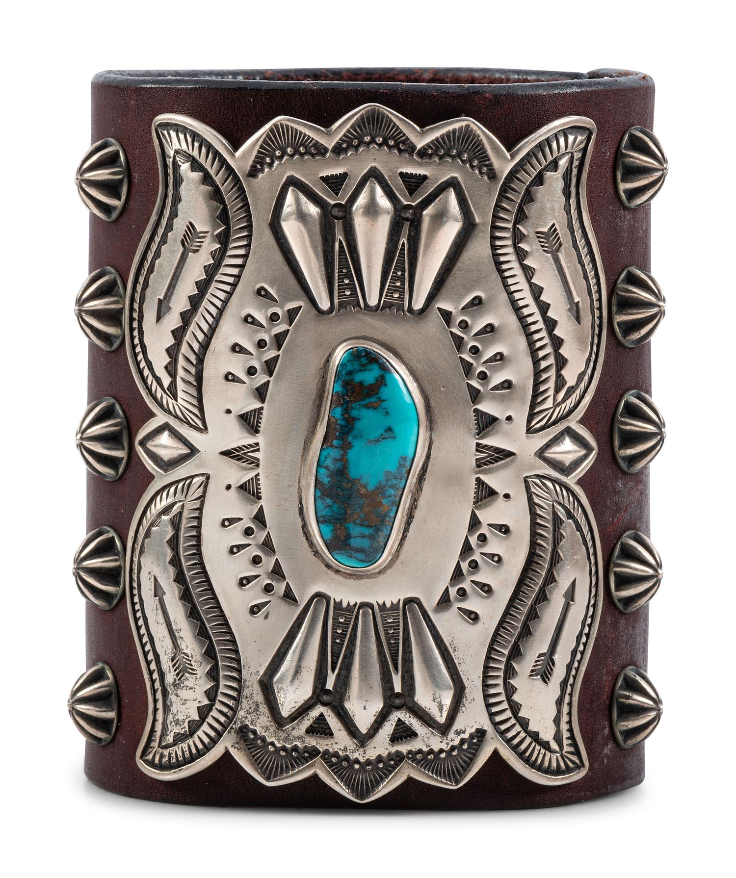 Large Navajo Sterling Silver and Turquoise Ketoh