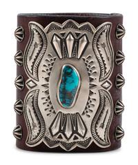 Large Navajo Sterling Silver and Turquoise Ketoh