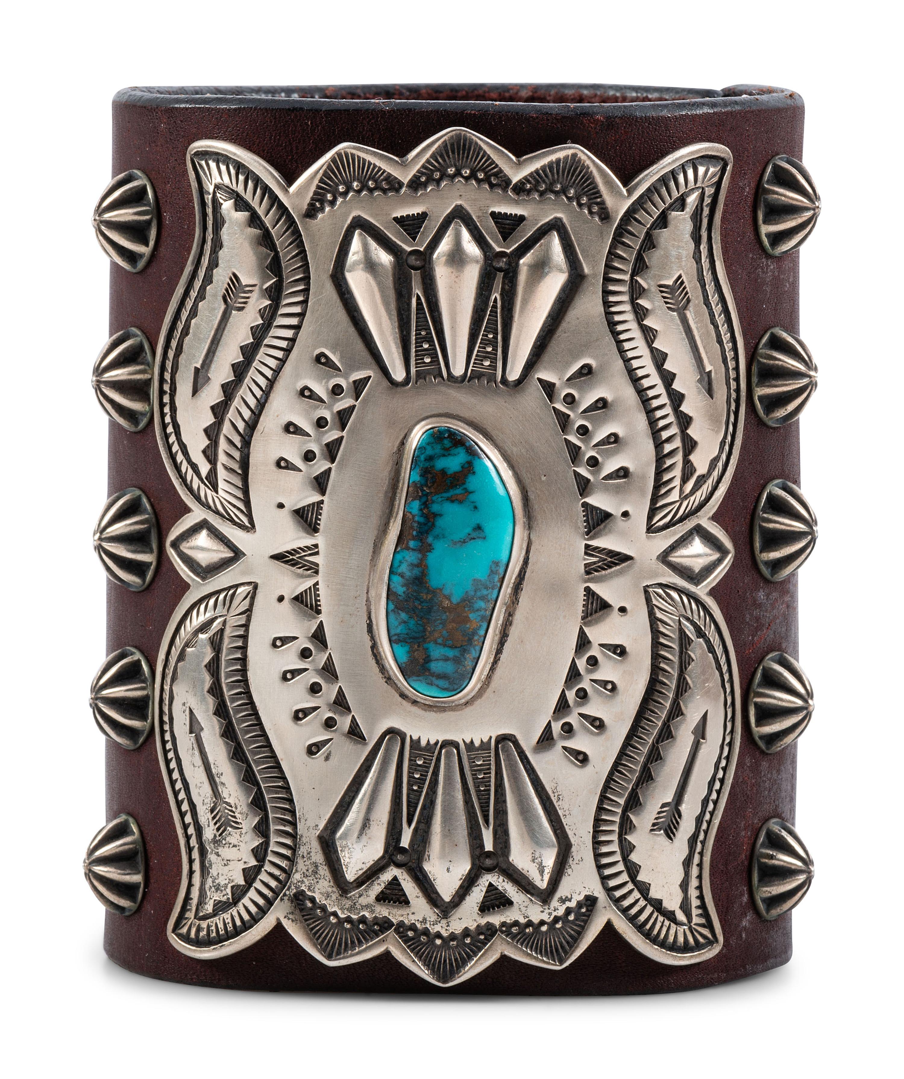 Large Navajo Sterling Silver and Turquoise Ketoh