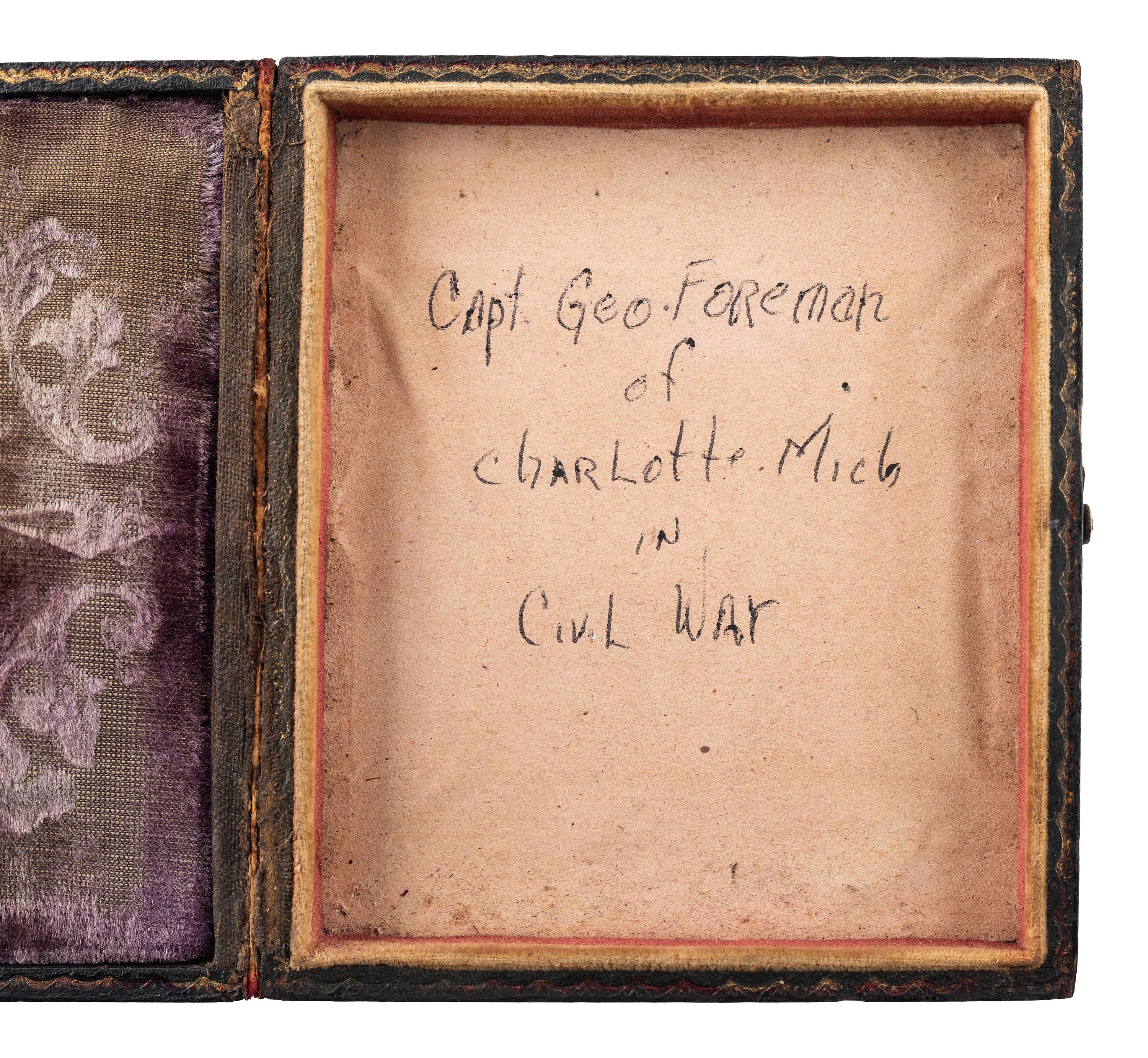 [CIVIL WAR]. Sixth plate tintype of Captain George Foreman, Charlotte, Michigan.