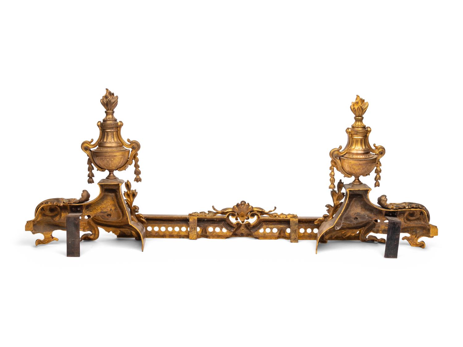 A Louis XV Style Gilt Bronze Fire Fender
