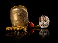 A Small Gilt Lacquer Single-Case Inro Height 1 inch. — 19TH CENTURY
