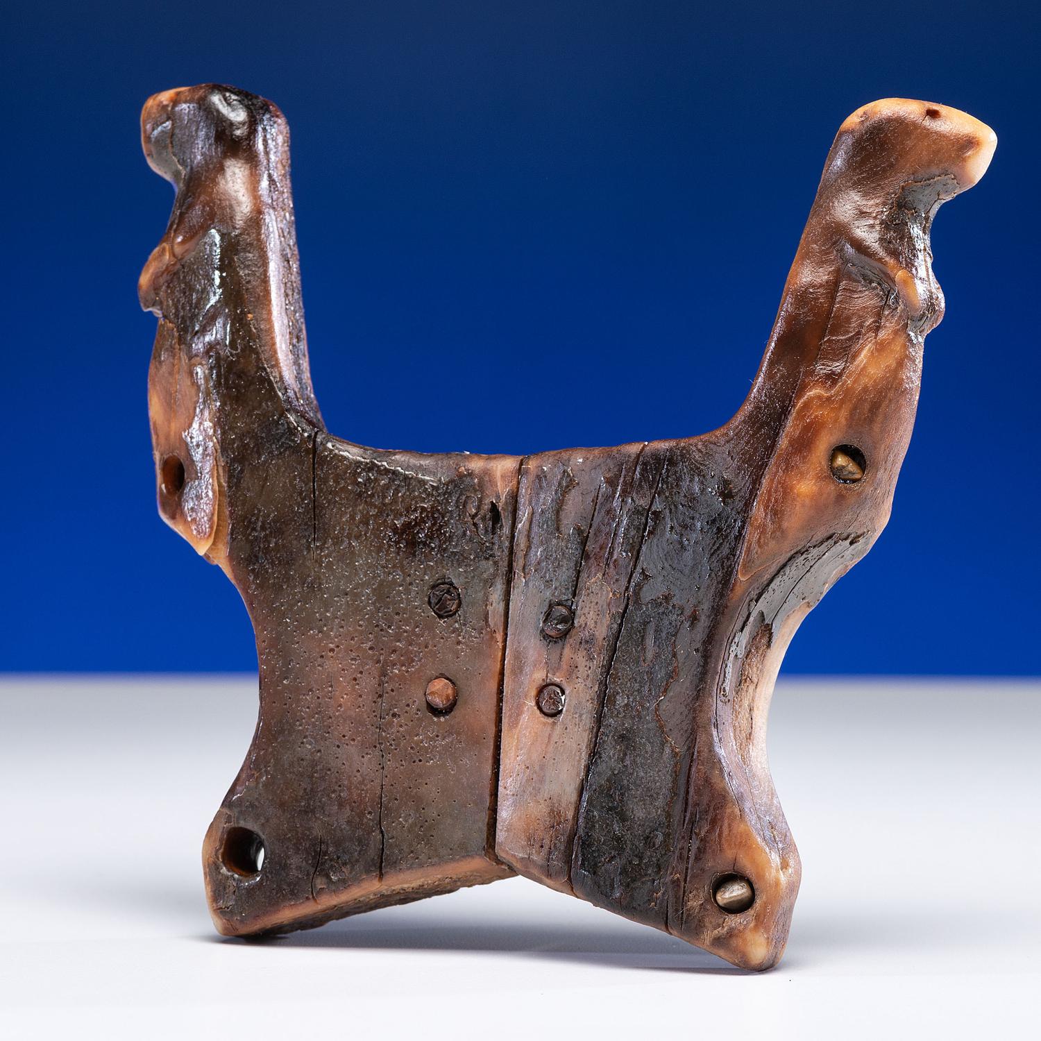 Iñupiat Fossilized Walrus Ivory Harpoon Rest, with Seals