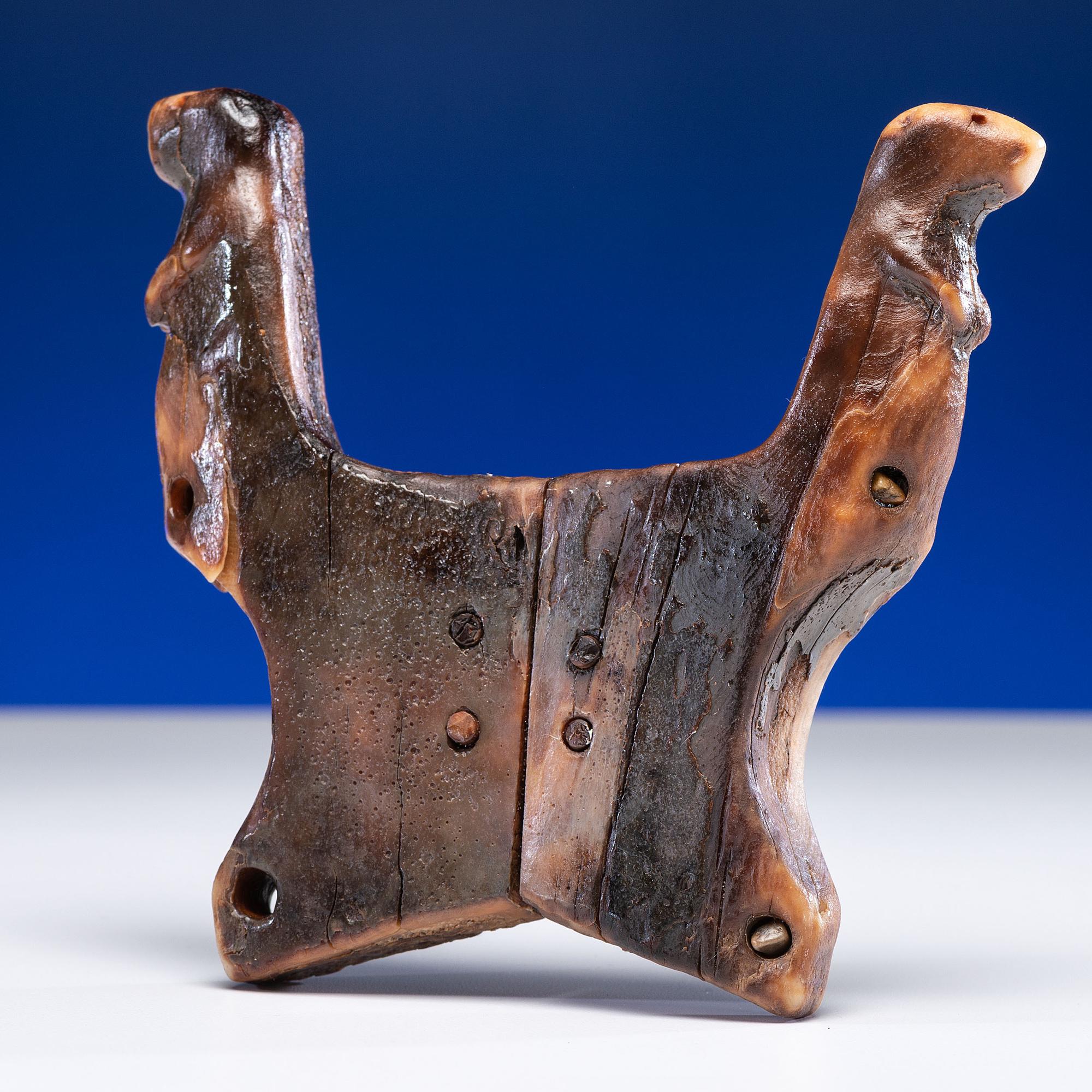 Iñupiat Fossilized Walrus Ivory Harpoon Rest, with Seals