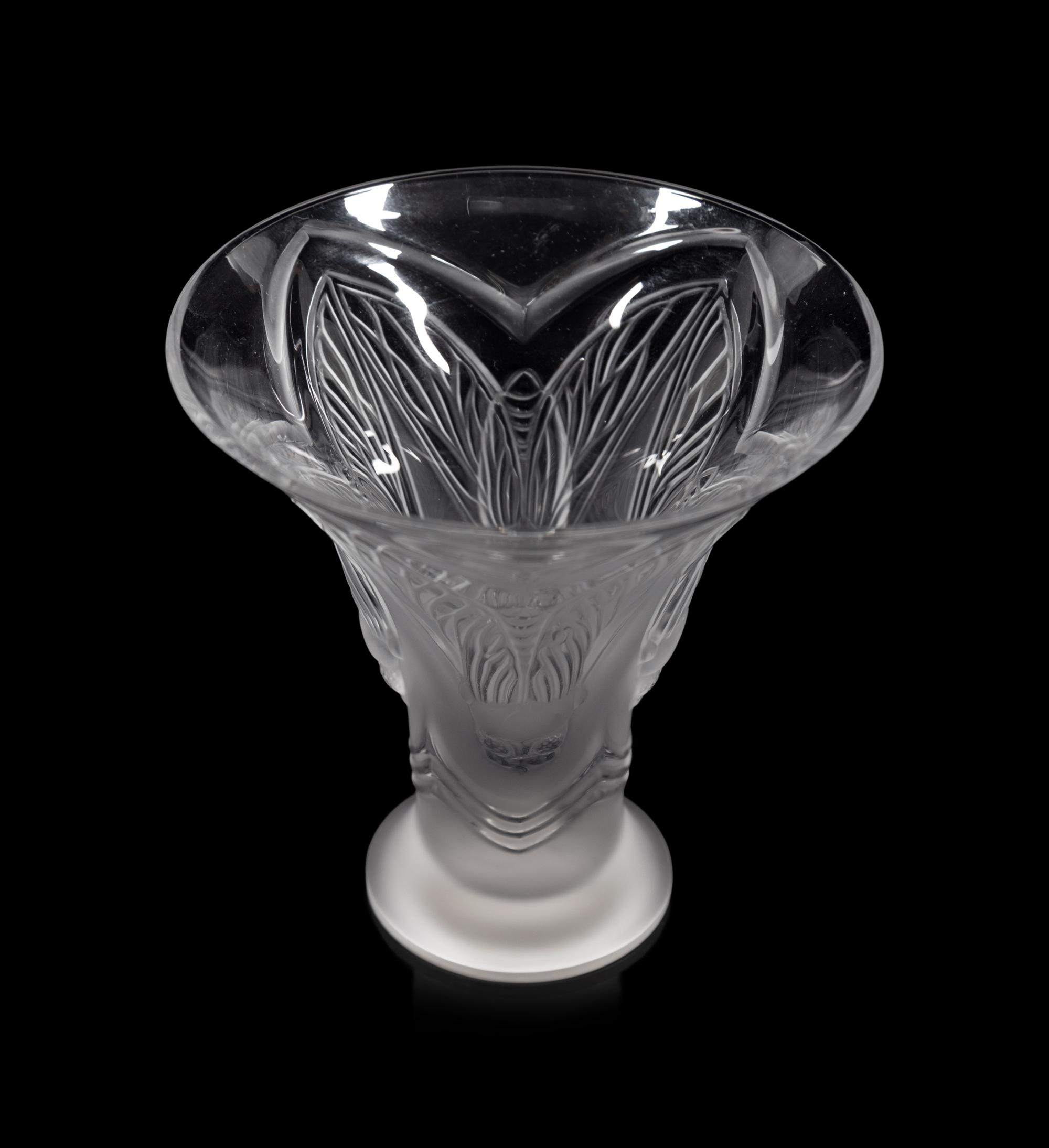 A Lalique Cigales Bud Vase