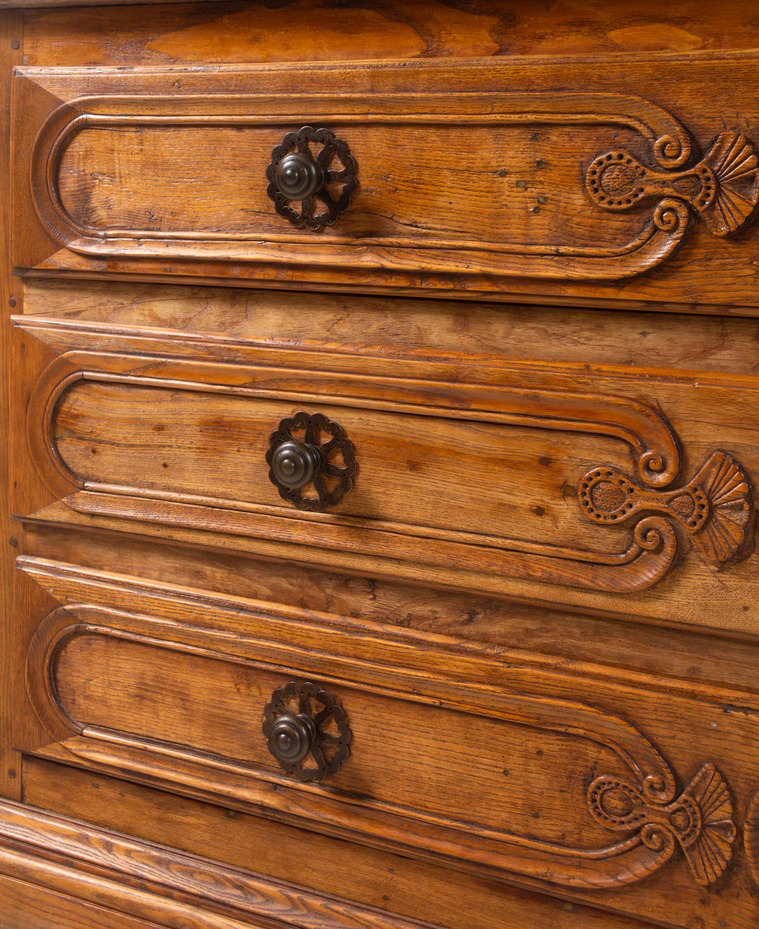 A Louis XVI Provincial Carved Oak Bookcase