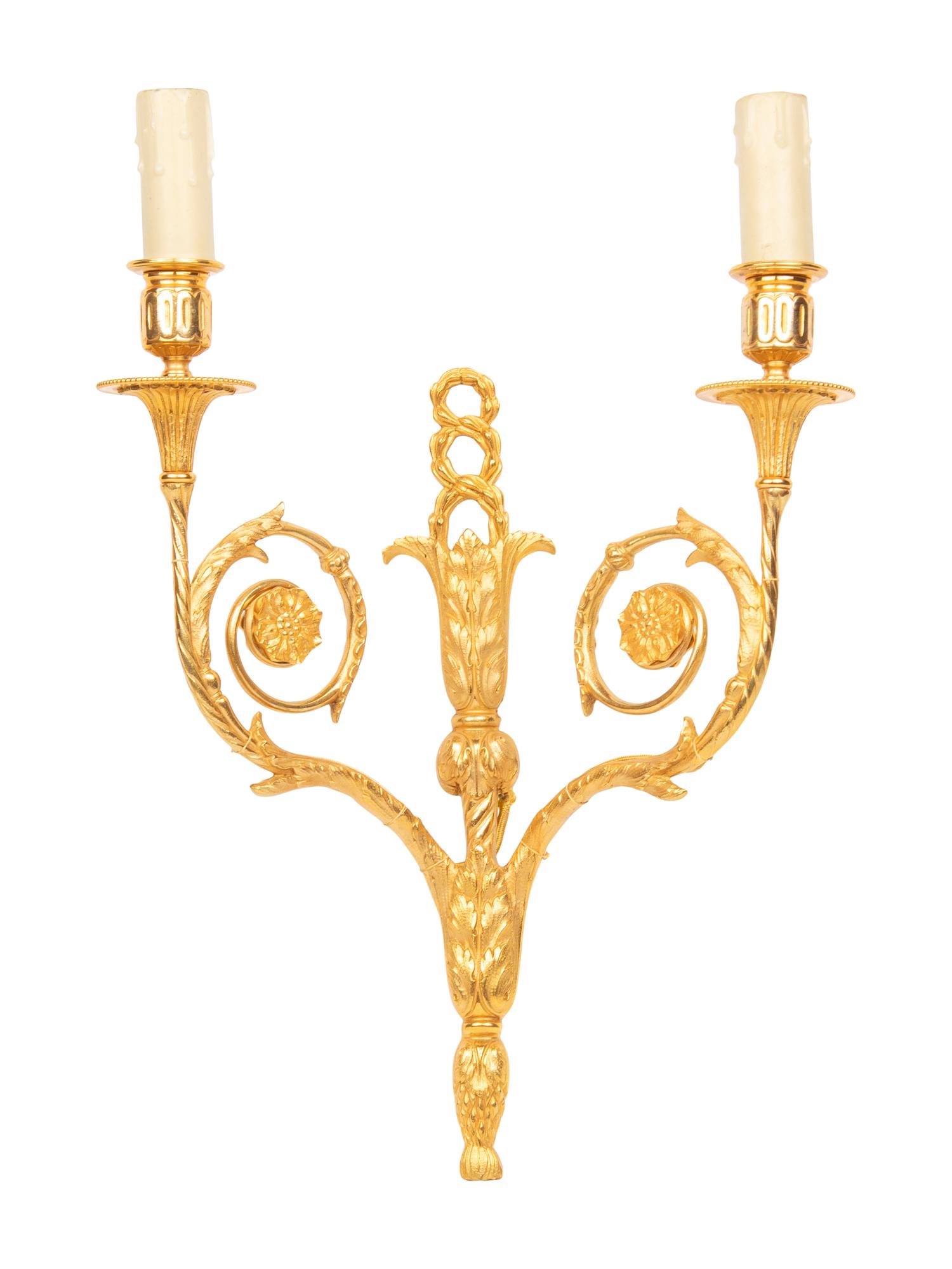 A Set of Four Louis XVI Style Gilt Bronze Sconces