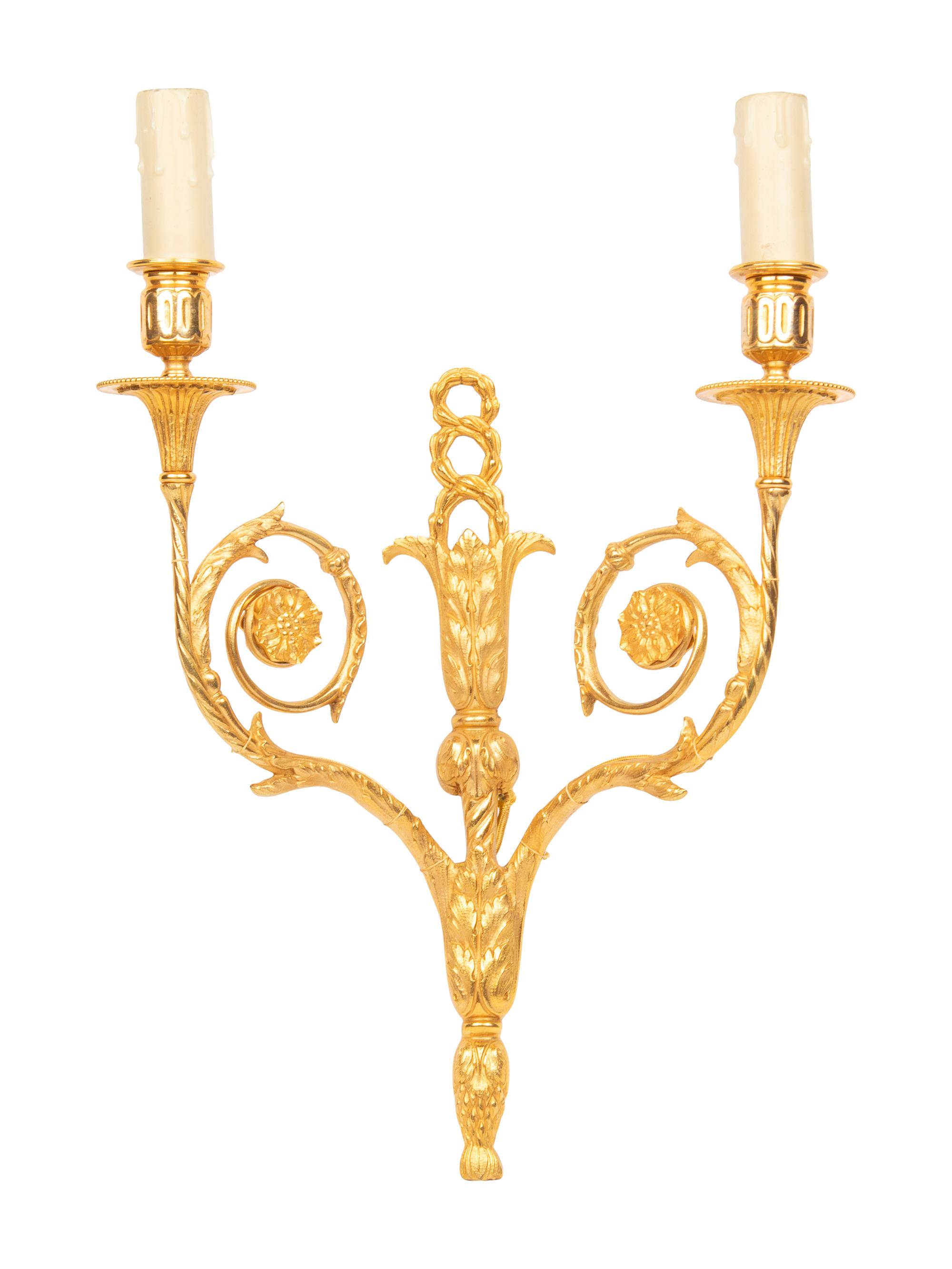 A Set of Four Louis XVI Style Gilt Bronze Sconces