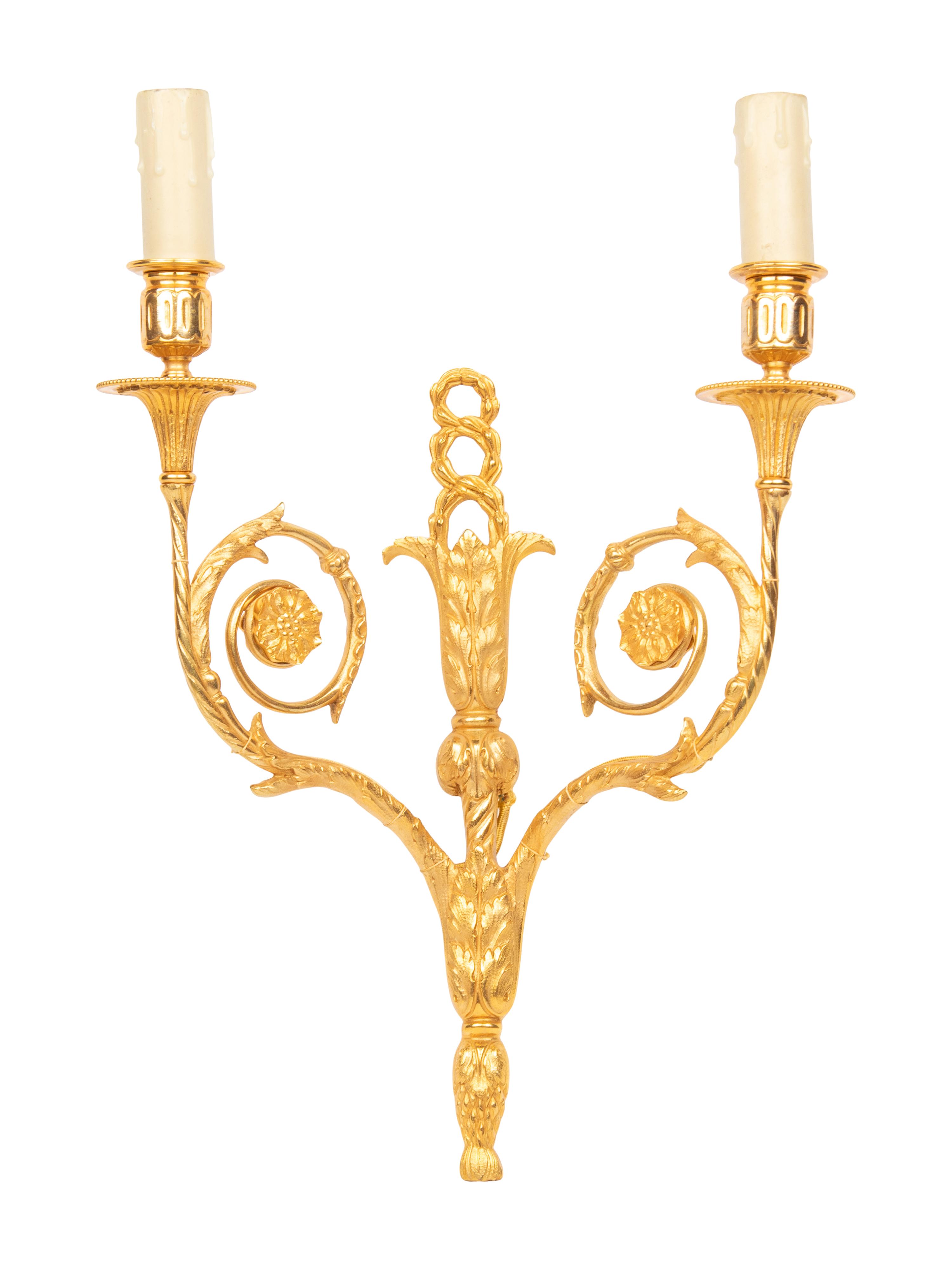 A Set of Four Louis XVI Style Gilt Bronze Sconces