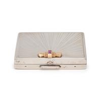 TIFFANY & CO., RETRO, STERLING SILVER, YELLOW GOLD AND RUBY COMPACT