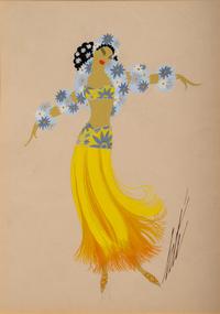 A Group of Three Costume Designs: Tableaux Mah Jongg - Vieux Chinoise , 1924; La Visite du Coulisses - Zizi Jeanmaire ; and South Sea Islands - Danseuse
