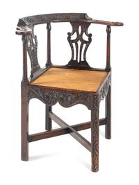 A William and Mary Carved Oak Corner Chair