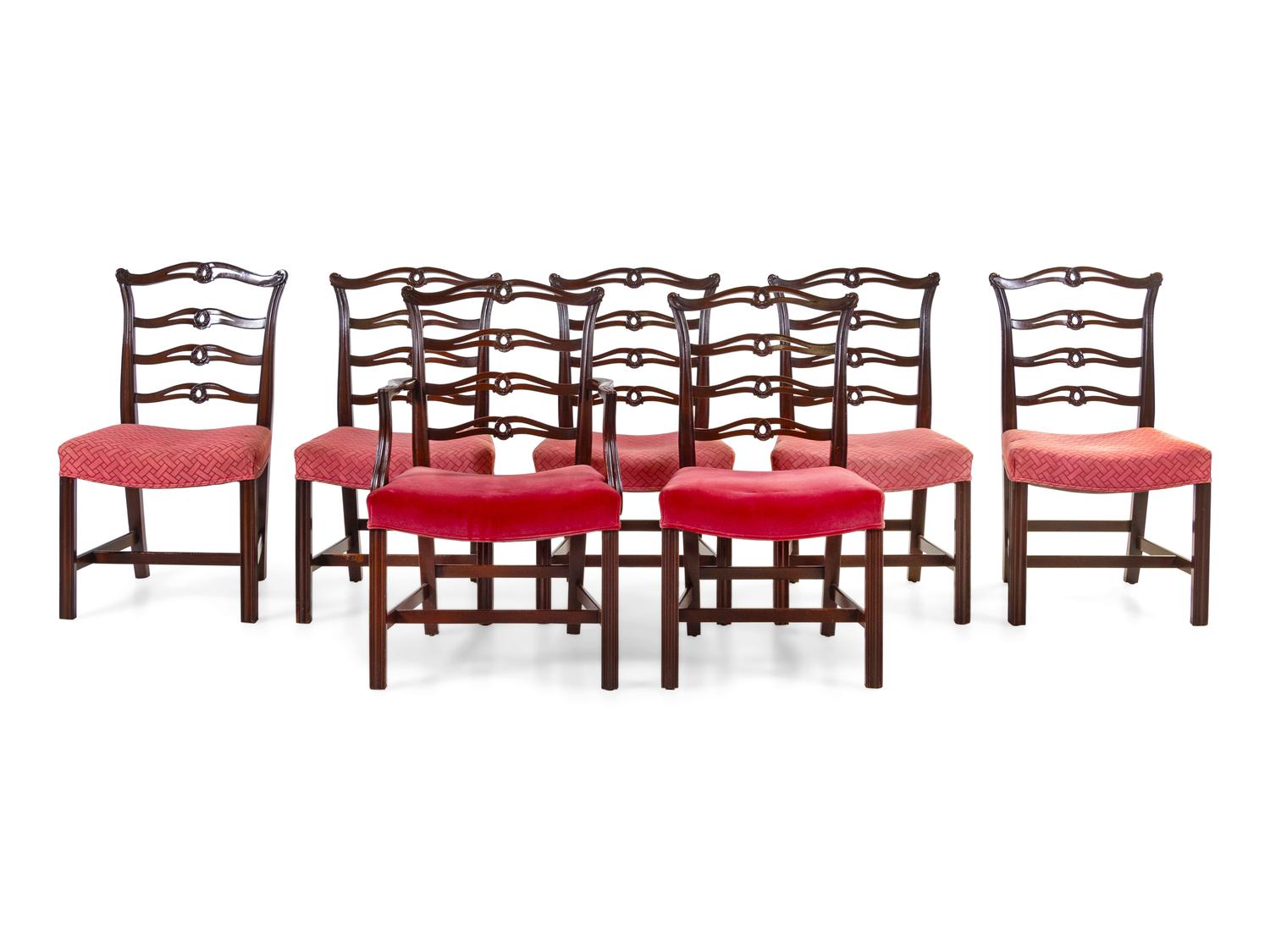 A Set of Seven George III Style Mahognay Dining Chairs