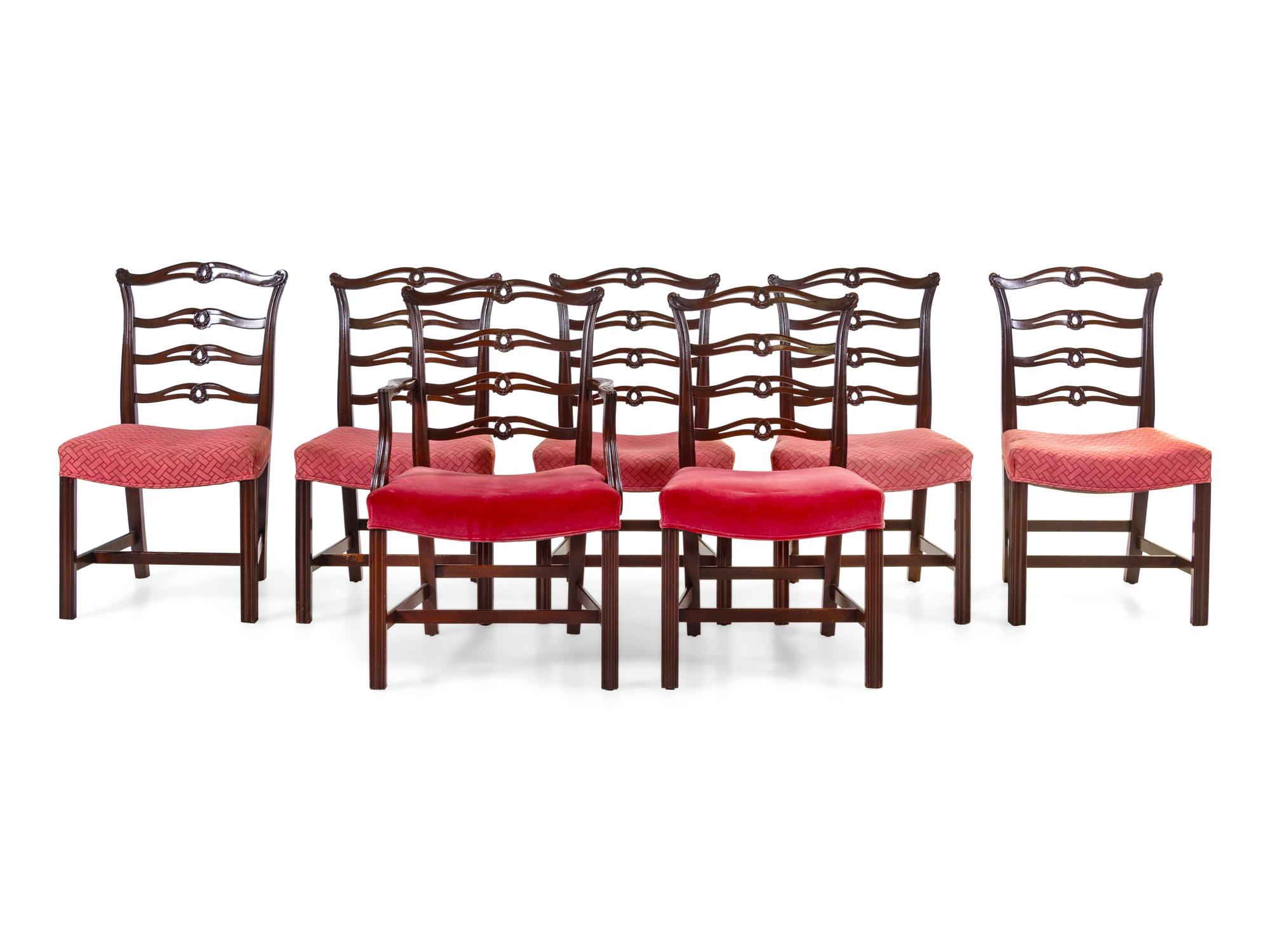 A Set of Seven George III Style Mahognay Dining Chairs