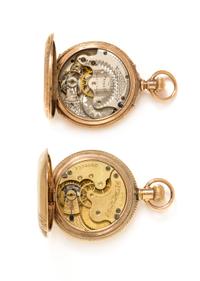 A Collection of Gold Filled Hunter Case Pocket Watches, Elgin and American Waltham, Circa 1898 and 1889, 52.50 dwts.