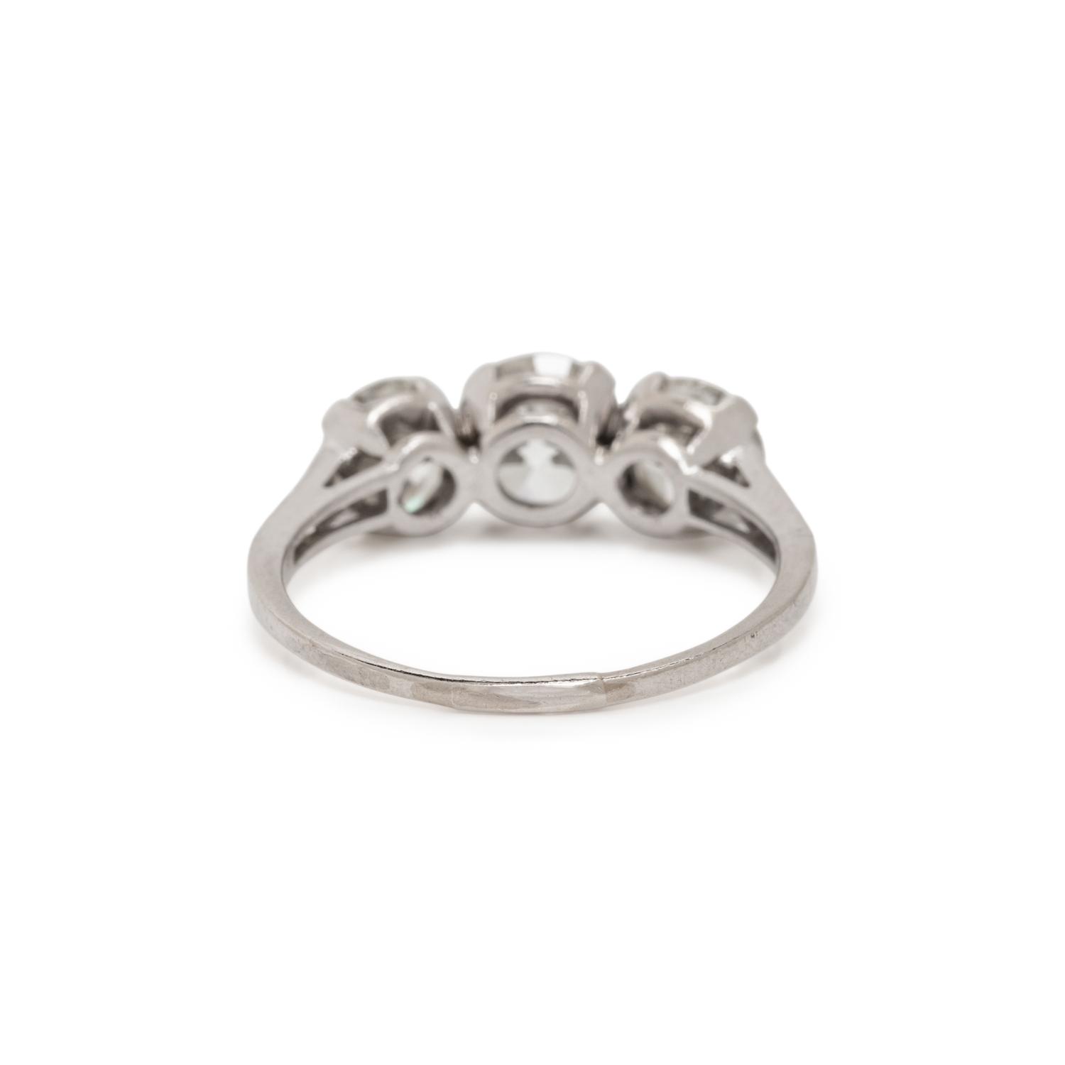 ANTIQUE, THREE STONE DIAMOND AND PLATINUM RING