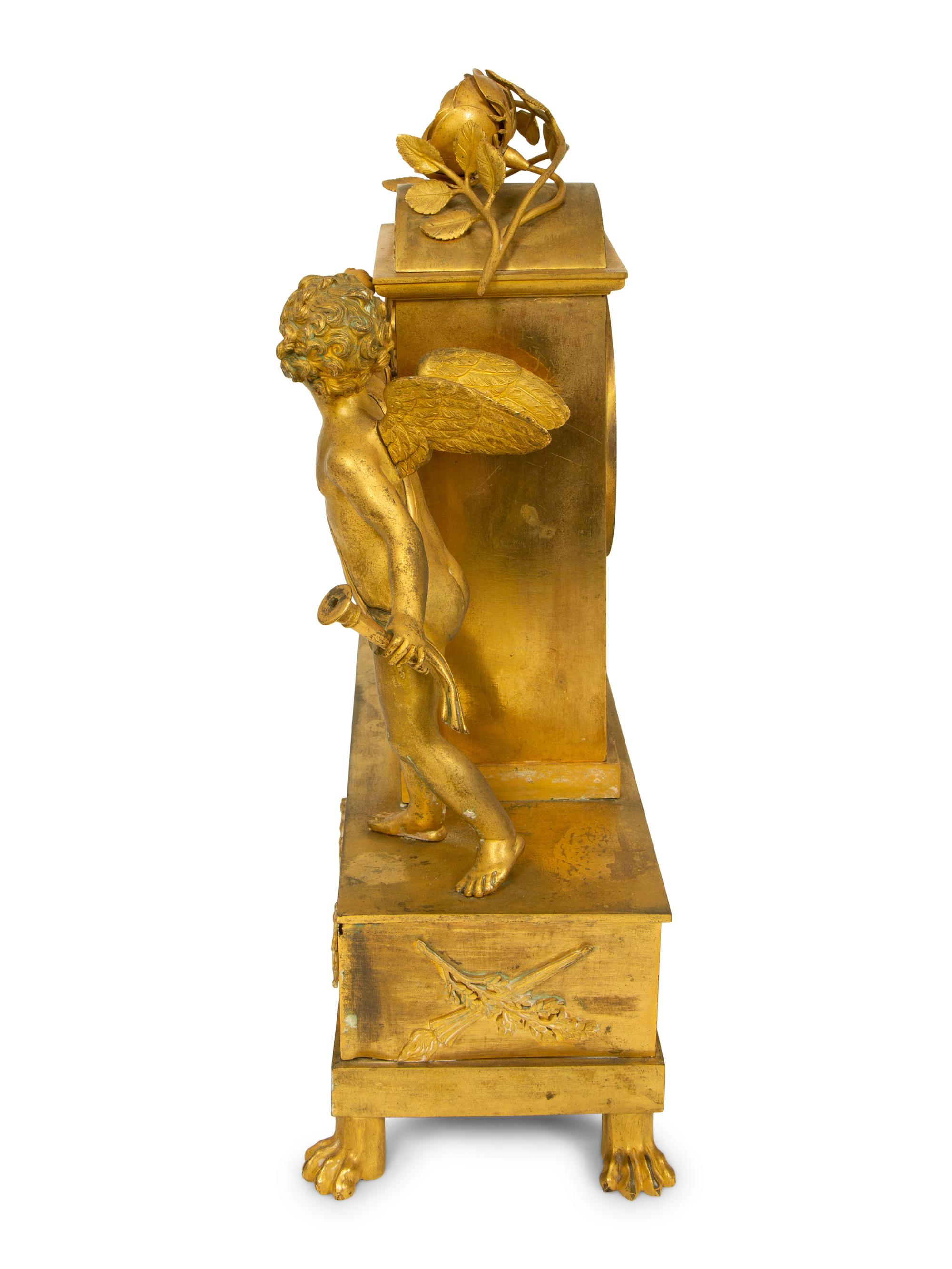 A French Empire Gilt Bronze Mantle Clock Homage a La Plus Belle — 19TH CENTURY