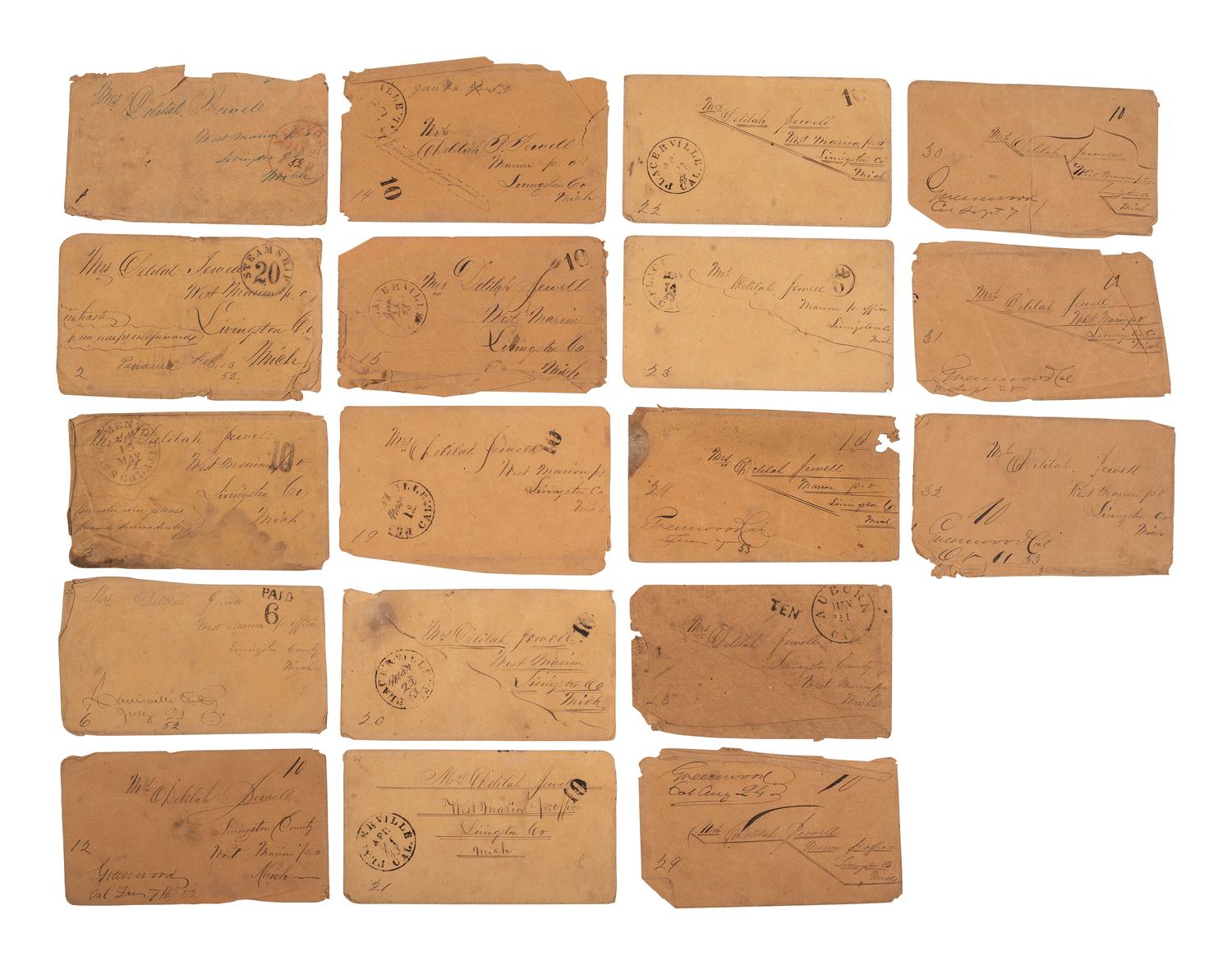[GOLD RUSH]. Extensive California Gold Rush archive of William J. Jewell (1818-1885) including letters, diaries, and photographs, ca. 1852-1853.