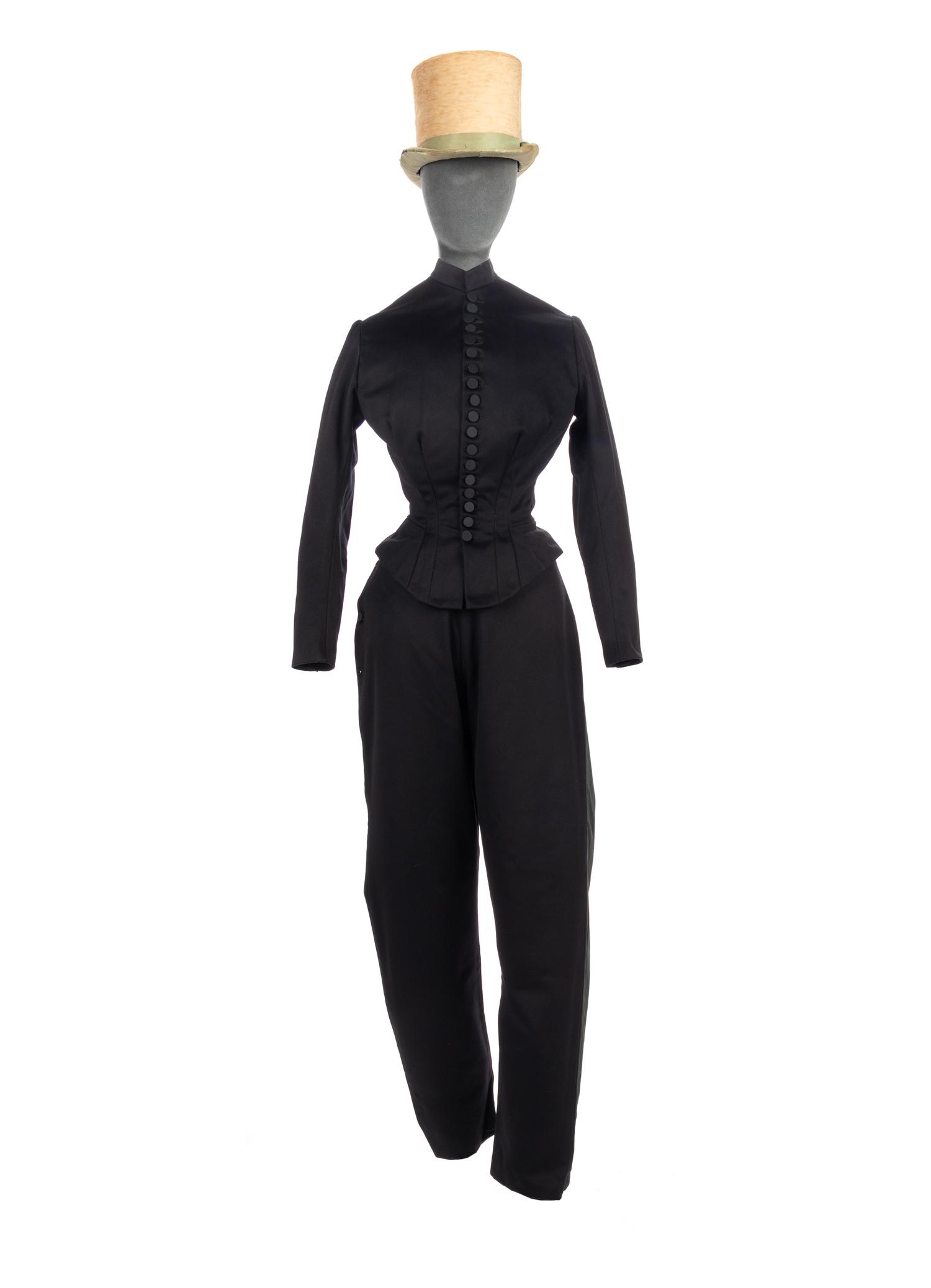 Collection of Four 19th Century Black Wool Riding Clothes, 1880-1890