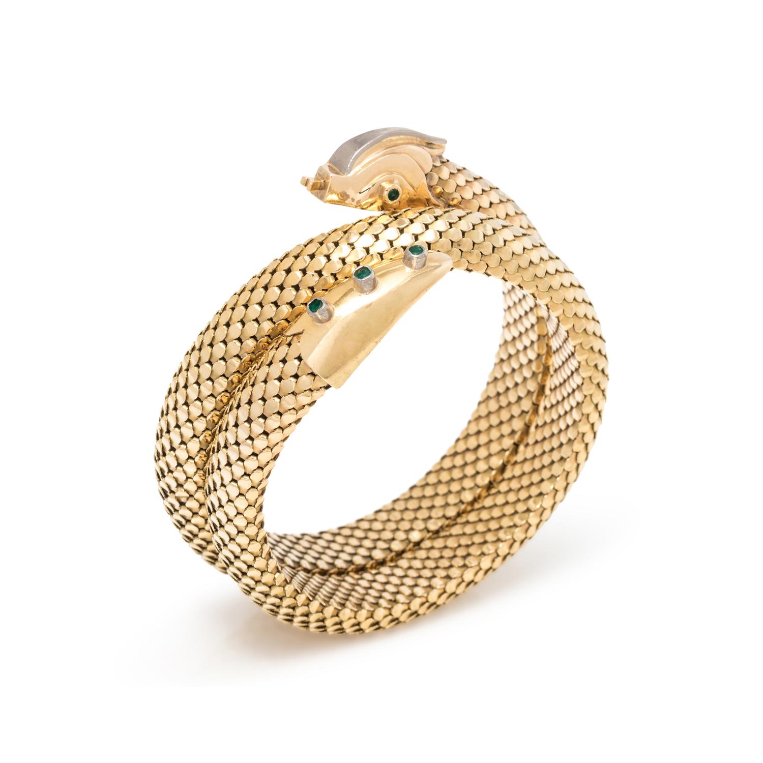 YELLOW GOLD SNAKE BANGLE BRACELET