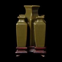 An Unusual Chinese Teadust Glazed Five-Mouthed Conjoined Vase 茶葉末釉五聯瓶