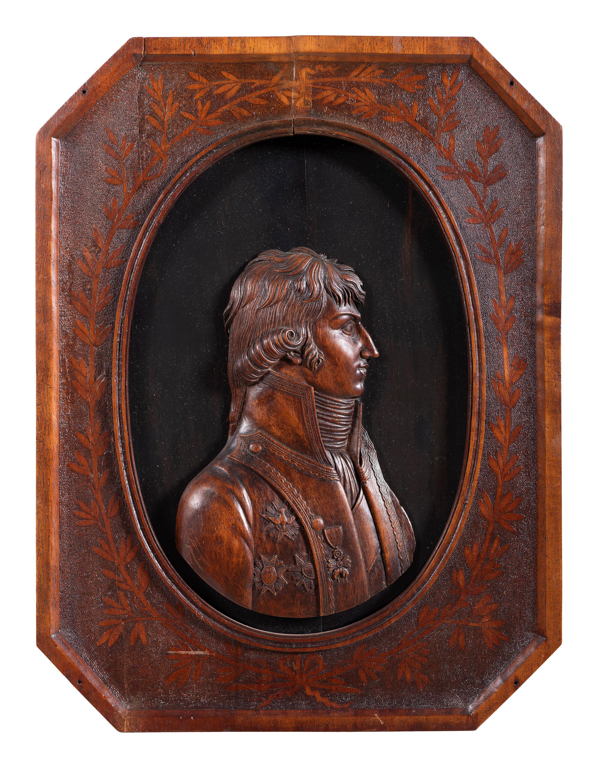 A French Carved Walnut Silhouette of a Nobleman, Possibly Lucien Bonaparte, Prince of Canino