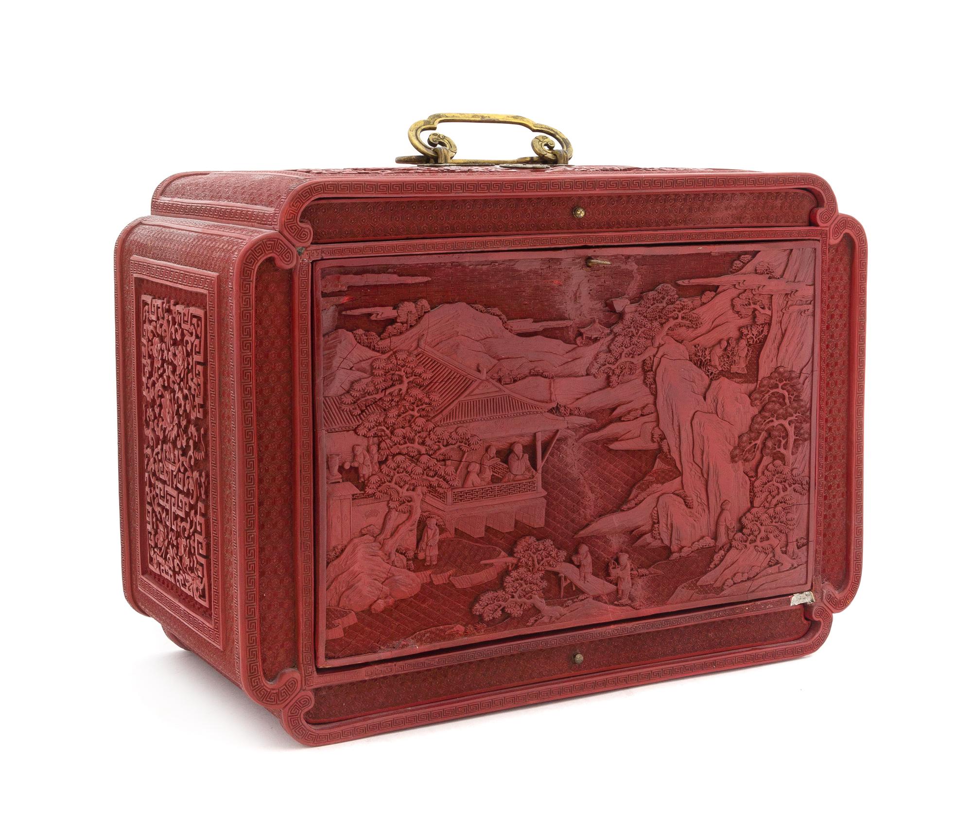 A Carved Red Lacquered Chest — 20TH CENTURY
