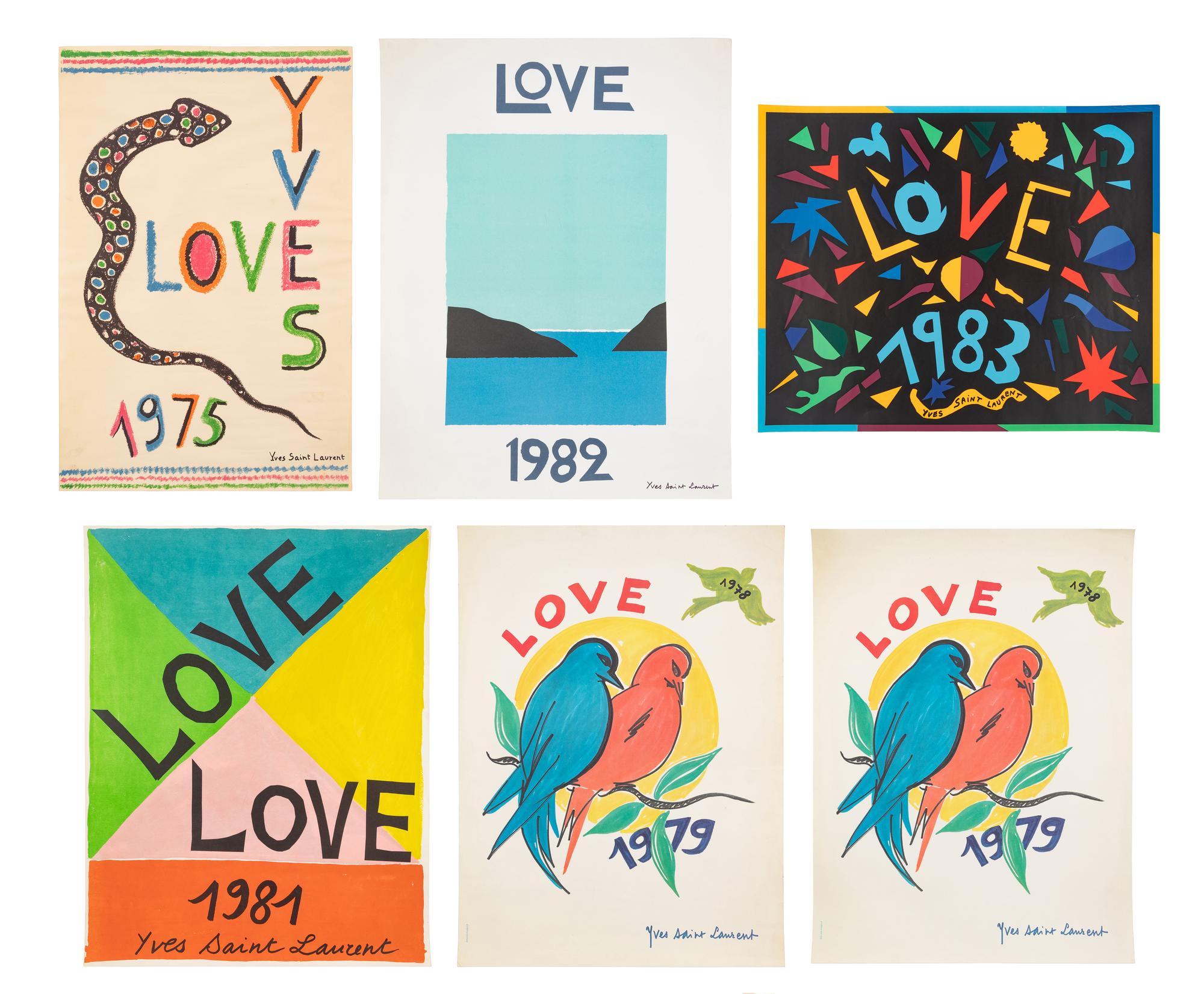 Group of Six Yves Saint Laurent Posters, 1975-83