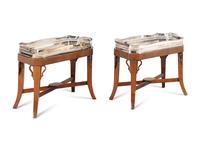 A Pair of English Silver-Plate Trays on Stands