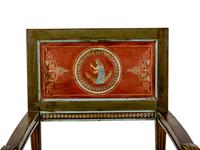 A Pair of North Italian Neoclassical Bronze Mounted Polychrome Painted Armchairs