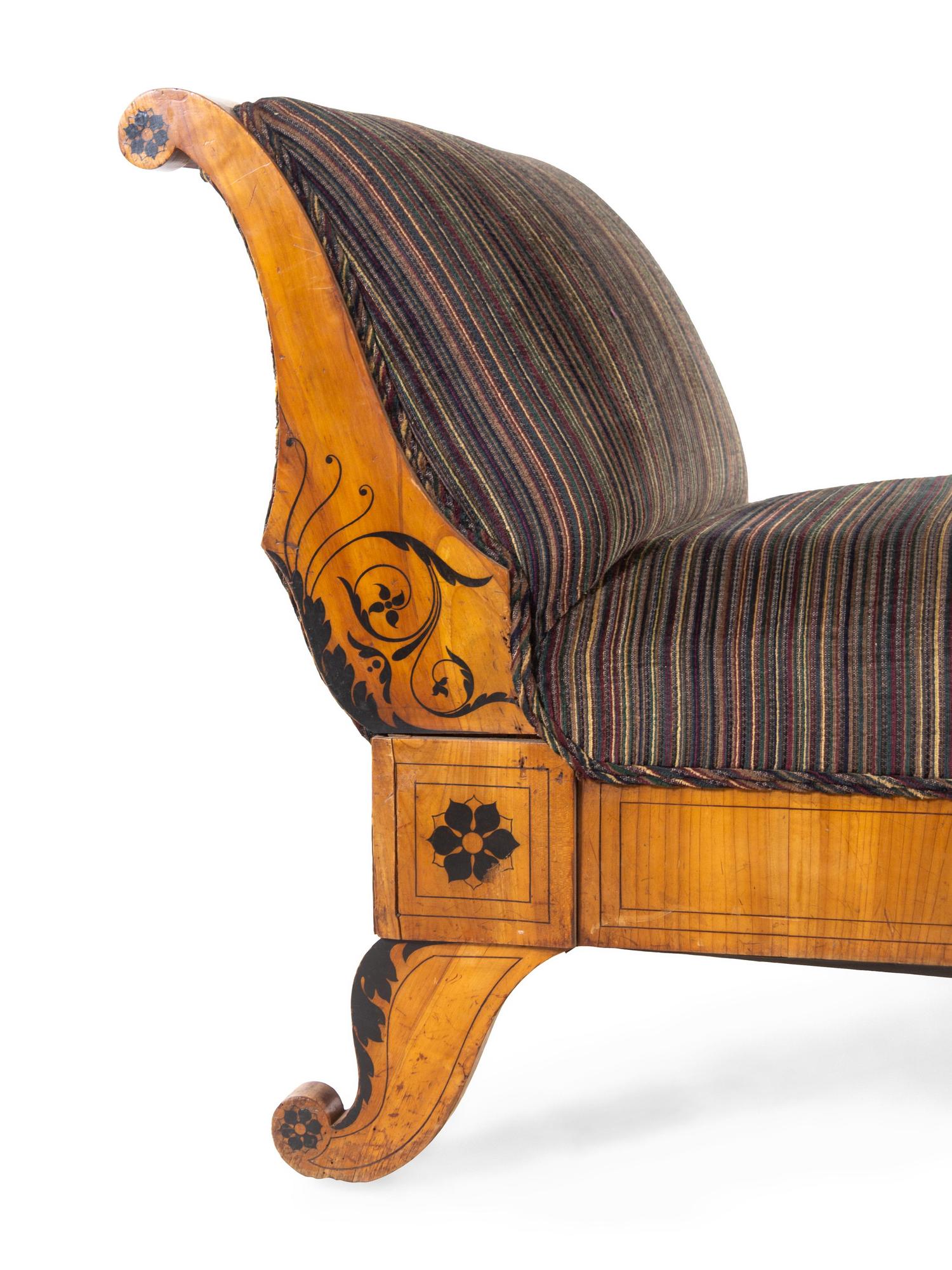 A Biedermeier Parcel Ebonized Walnut Sofa
