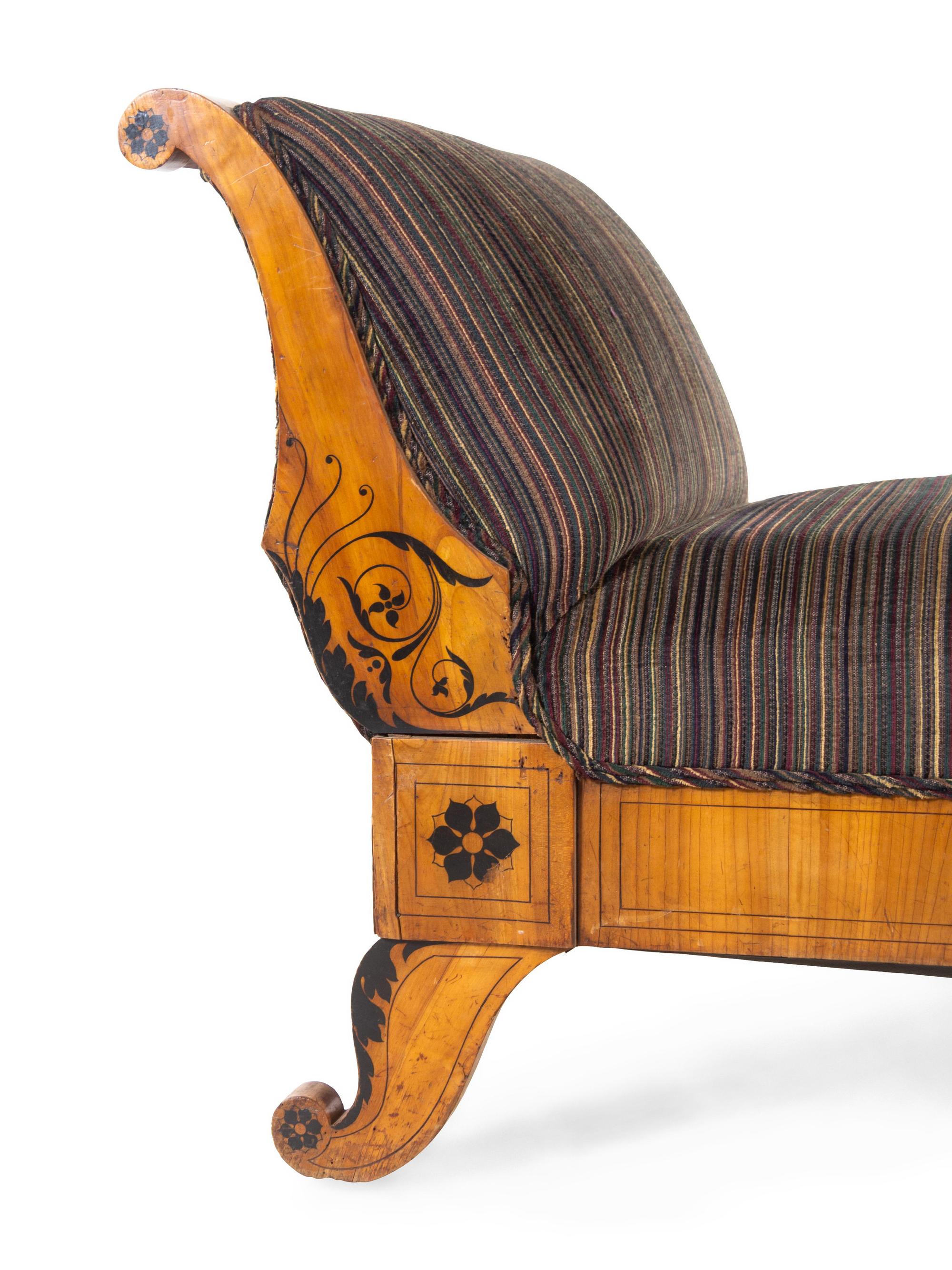 A Biedermeier Parcel Ebonized Walnut Sofa