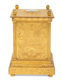 An English Engraved Ormolu Carriage Clock