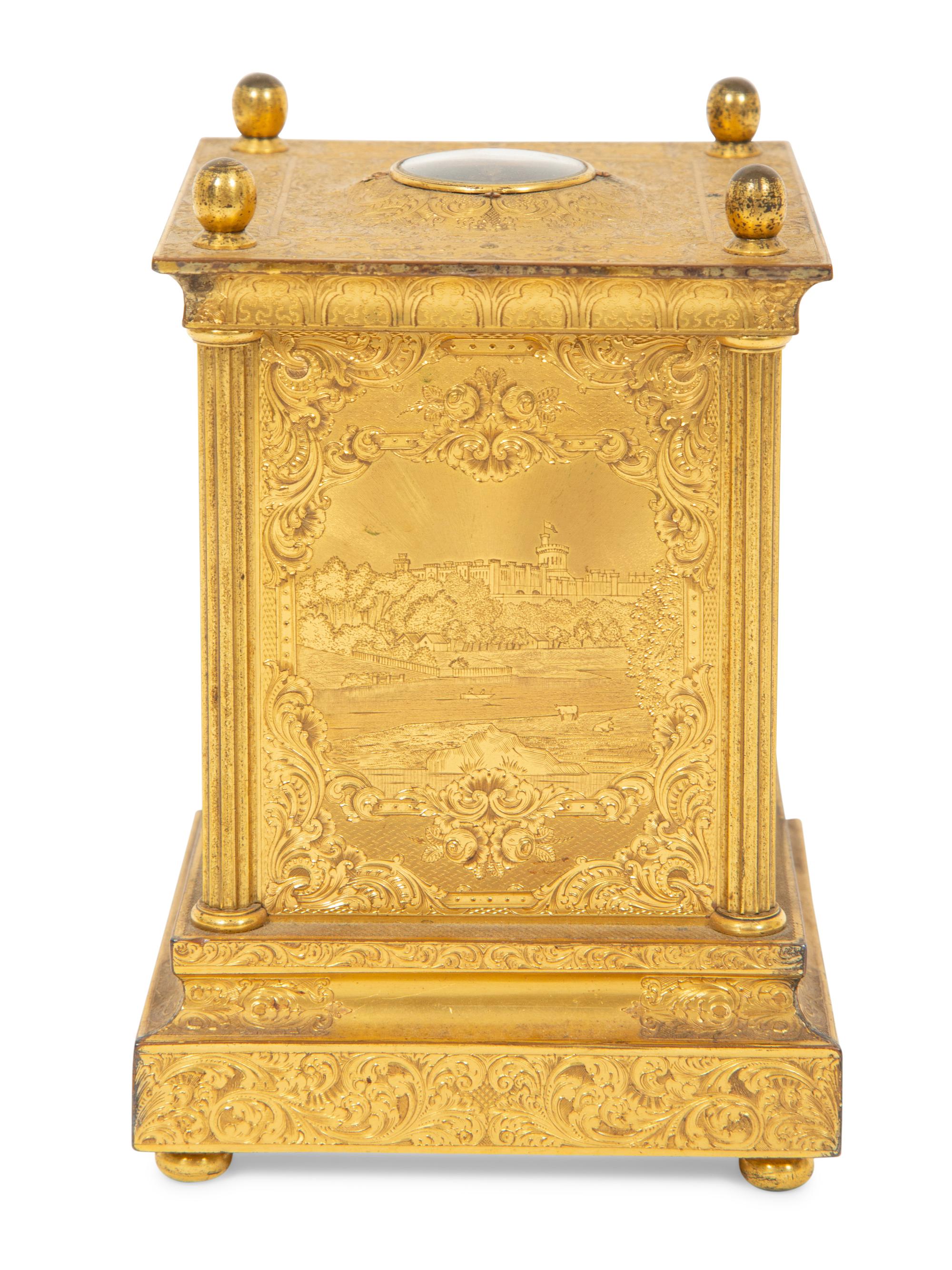 An English Engraved Ormolu Carriage Clock