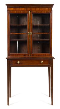 A Regency Mahogany Cabinet on Stand Height 64 1/2 x width 32 x depth 14 3/4 inches. — 19TH CENTURY