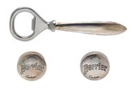 A Set of Sterling Silver Bottle Opener and Caps, Cartier for Perrier, Circa 1960's, 40.30 dwts.
