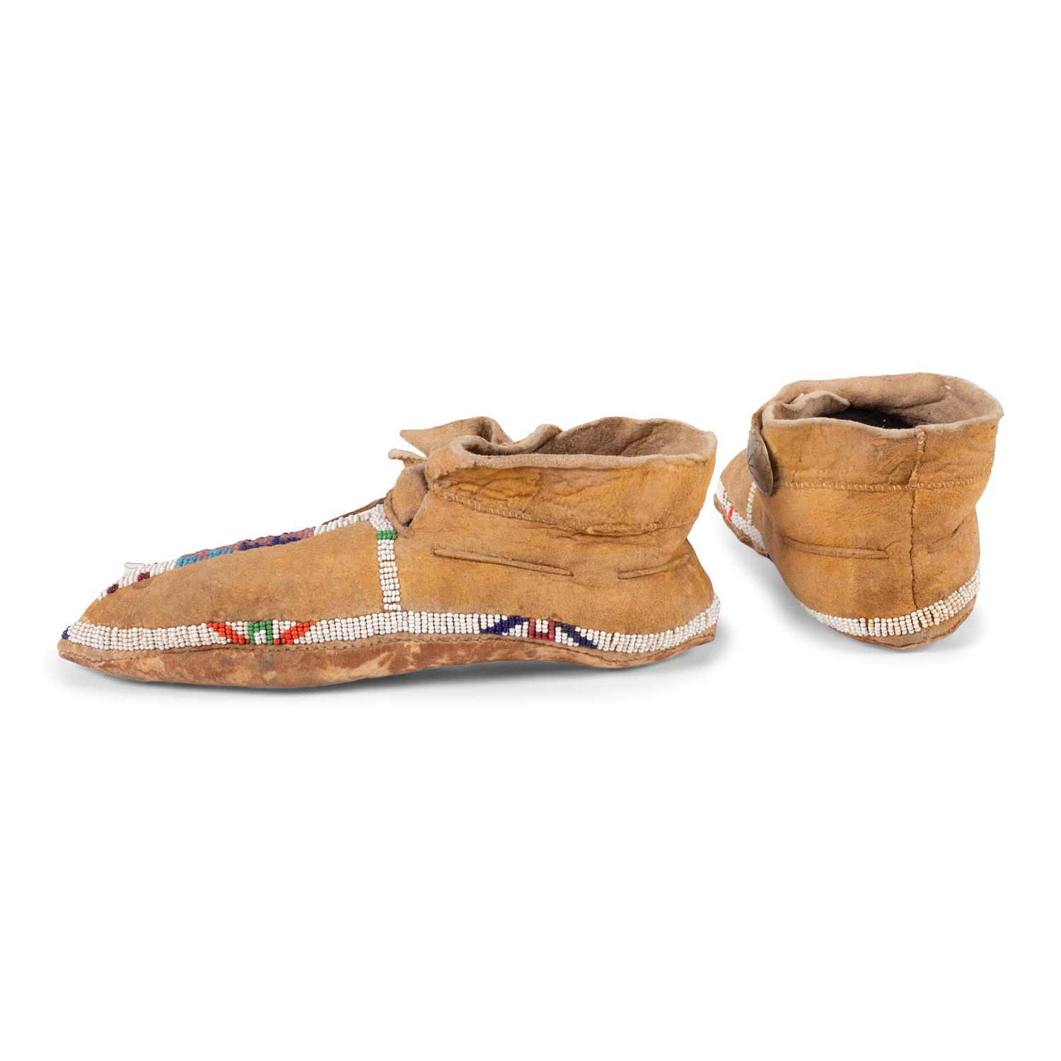 Southern Plains Beaded Hide Moccasins