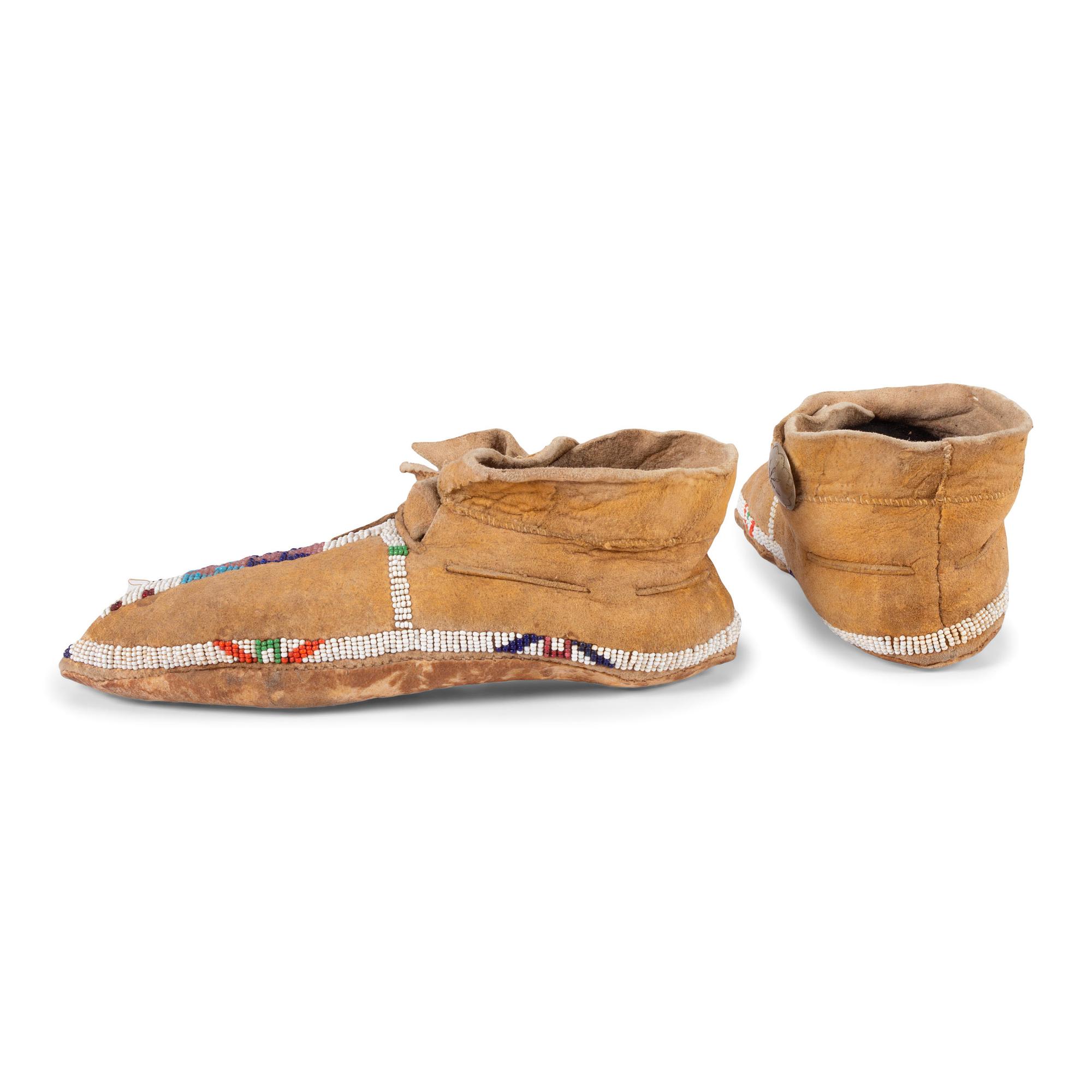 Southern Plains Beaded Hide Moccasins