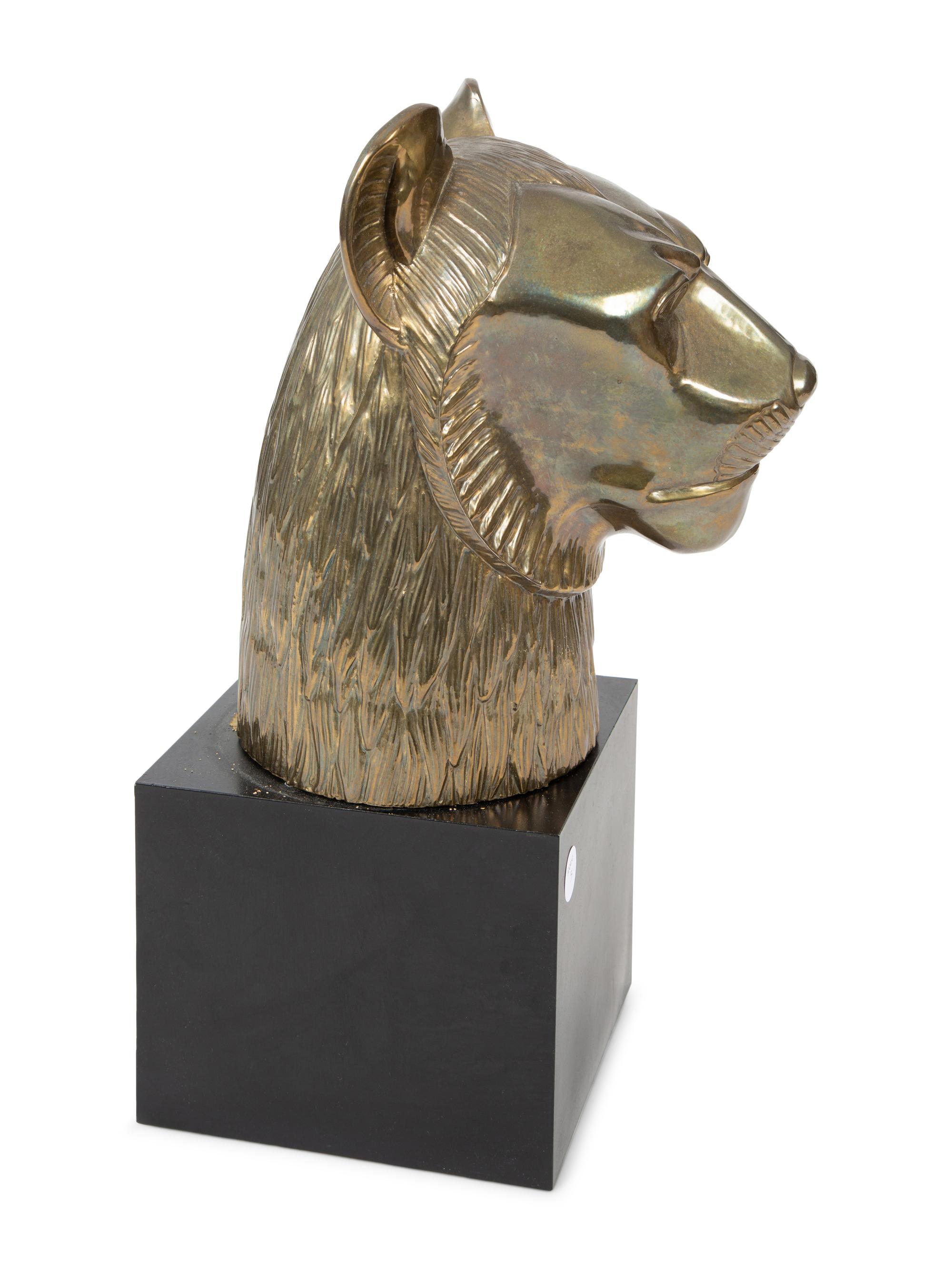 A Contemporary Metal Bust of a Lioness — 20TH CENTURY