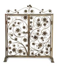 A Pair of Bronze Fireplace Gates from a Maurice Fatio-Designed Palm Beach House