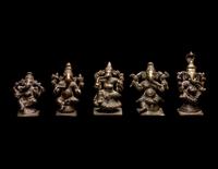 Five Small Indian Bronze Figures of Ganesha